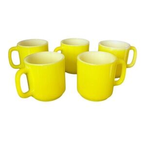 Vintage Glasbake Milk Glass Retro Coffee Mug Bright Yellow Lot 5